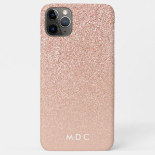 Moderne roze girly monogram gepersonaliseerde glit iPhone 11 pro max hoesje