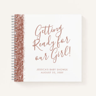 Moderne roze glitter Baby shower Guest Notitieboek