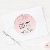 Moderne Roze Glitter Drips & Wimpers Dank u Ronde Sticker (Envelop)