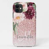 Moderne roze glitter en ventilator met naam Case-Mate iPhone case (Achterkant)