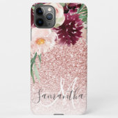 Moderne roze glitter en ventilator met naam iPhone hoesje (Achterkant)