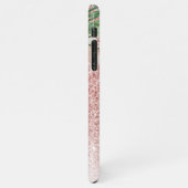 Moderne roze glitter en ventilator met naam iPhone hoesje (Linkerkant)