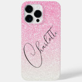 Moderne roze glitter Girly Chic Persoonlijke naam Case-Mate iPhone Case (Achterkant)