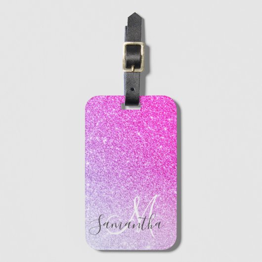 Moderne roze glitter Sparkles Persoonlijk Bagagelabel (Voorkant (verticaal))