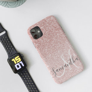 Moderne roze glitter Sparkles Persoonlijk iPhone 11 Hoesje