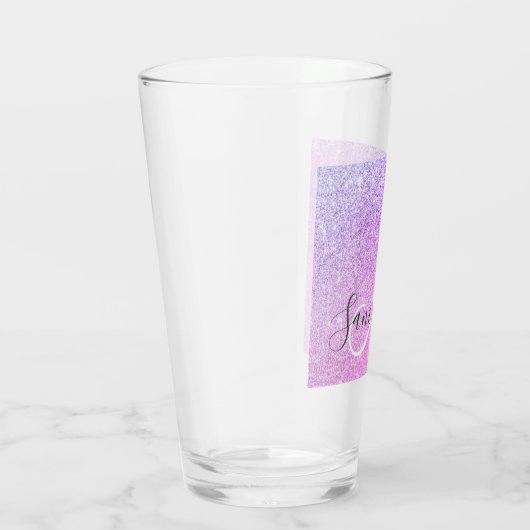 Moderne roze glitter Sparkles Persoonlijk Glas (Rechts)