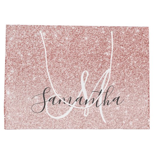 Moderne roze glitter Sparkles Persoonlijk Groot Cadeauzakje (Achterkant)