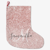 Moderne roze glitter Sparkles Persoonlijk Grote Kerstsok (Voorkant)