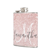 Moderne roze glitter Sparkles Persoonlijk Heupfles (Links)