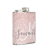 Moderne roze glitter Sparkles Persoonlijk Heupfles (Rechts)