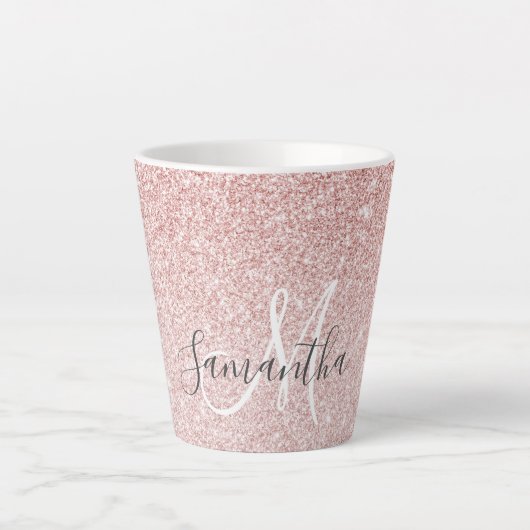 Moderne roze glitter Sparkles Persoonlijk Latte Mok (Voorkant)