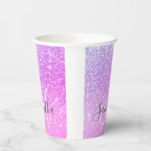 Moderne roze glitter Sparkles Persoonlijk Papieren Bekers (Links)