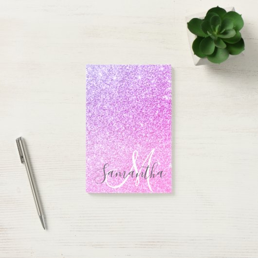 Moderne roze glitter Sparkles Persoonlijk Post-it® Notes (Kantoor)