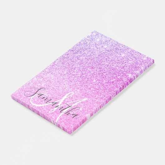 Moderne roze glitter Sparkles Persoonlijk Post-it® Notes (Schuin)