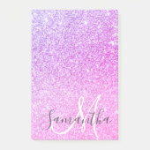 Moderne roze glitter Sparkles Persoonlijk Post-it® Notes (Voorkant)