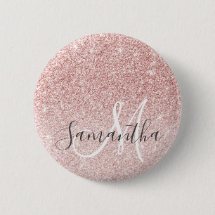 Moderne roze glitter Sparkles Persoonlijk Ronde Button 5,7 Cm