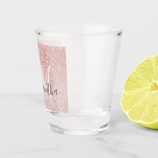 Moderne roze glitter Sparkles Persoonlijk Shot Glas (Rechts)