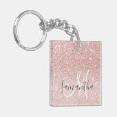 Moderne roze glitter Sparkles Persoonlijk Sleutelhanger (Voorkant Links)