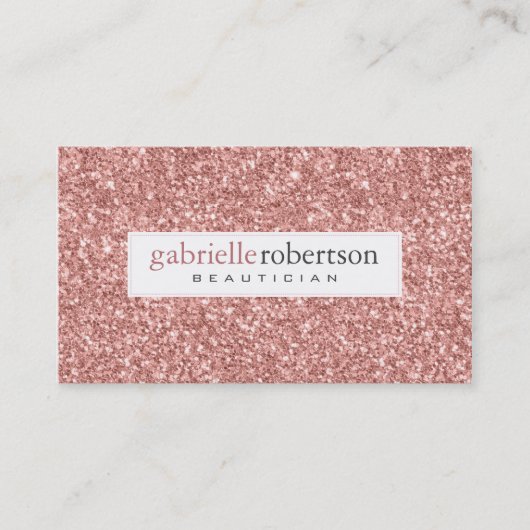 Moderne Roze Glitter Textuur Witte accenten Visitekaartje (Voorkant)