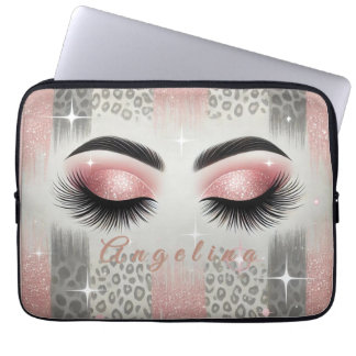 Moderne Roze Glitter Wimpers Laptop Hoes