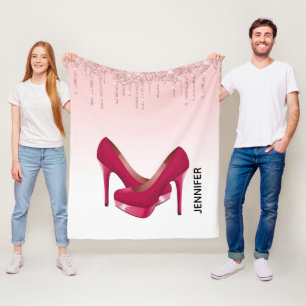 Moderne roze glitterschijven en hoge niveaus fleece deken