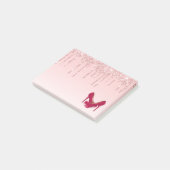 Moderne roze glitterschijven en hoge niveaus post-it® notes (Schuin)