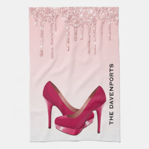 Moderne roze glitterschijven en hoge niveaus theedoek