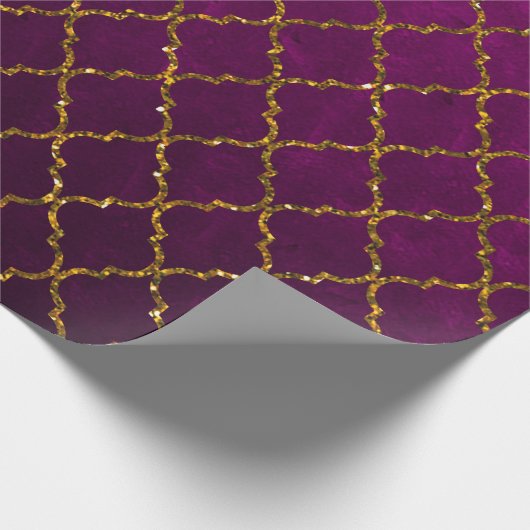 Moderne Roze Gold Quatrefoil Glitter Print Cadeaupapier (Hoek)