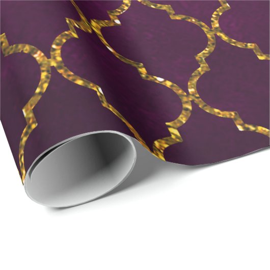 Moderne Roze Gold Quatrefoil Glitter Print Cadeaupapier (Rol Hoek)