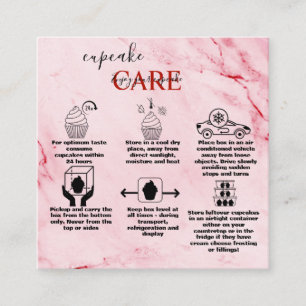 Moderne roze Gold Waterverf Cupcake Care Vierkante Visitekaartje