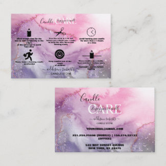 Moderne roze Gold Waterverf Kandle Care Busine Visitekaartje