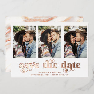 Moderne Roze Goud Folie Marmer Save the Date Uitnodiging