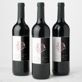 Moderne Roze Goud Gesplitste Aangepaste Monogram A Wijn Etiket (Flessen)