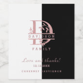 Moderne Roze Goud Gesplitste Aangepaste Monogram A Wijn Etiket (Enkel label)