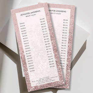 Moderne Roze Goud Glitter Salon Prijslijst Reclamekaart