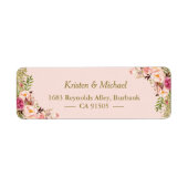 Moderne Roze Goud Glitters Bloemen Etiket (Voorkant)