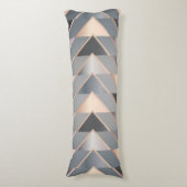 Moderne Roze Goud & Grijs Geometrisch Chevron Lichaamskussen (Voorkant Verticaal)