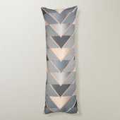 Moderne Roze Goud & Grijs Geometrisch Chevron Lichaamskussen (Achterkant (Verticaal))