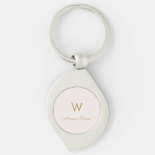 Moderne Roze Goud Minimalistische Monogram Sleutelhanger