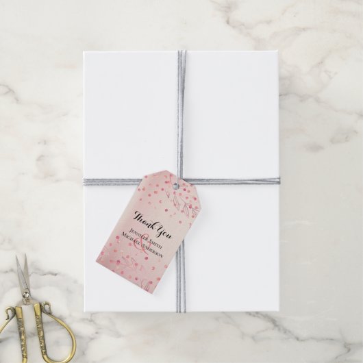 Moderne Roze Goud Modieuze Budget Bruiloft Cadeaulabel (Met Touw)