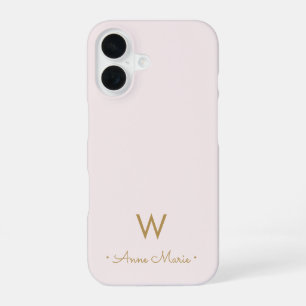 Moderne Roze Goud Schrift Monogram iPhone 16 Hoesje