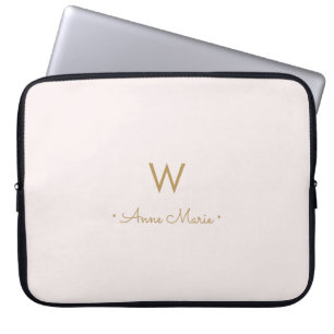 Moderne Roze Goud Schrift Monogram Laptop Sleeve
