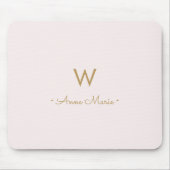 Moderne Roze Goud Schrift Monogram Muismat (Voorkant)