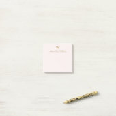 Moderne Roze Goud Schrift Monogram Post-it® Notes (Op bureau)