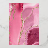 Moderne roze goudbruidbruding folie uitnodiging (Achterkant)