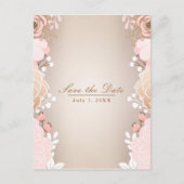 Moderne Roze & Gouden Bloem Botanische Bewaar de D Aankondigingskaart (Voorkant)