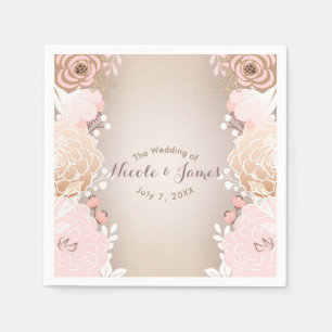 Moderne Roze & Gouden Bloemige Bruidsdouche Elke G Servet