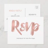 Moderne Roze Gouden Bruiloft RSVP Briefkaart (Voorkant / Achterkant)