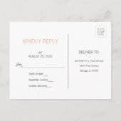 Moderne Roze Gouden Bruiloft RSVP Briefkaart (Achterkant)