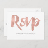 Moderne Roze Gouden Bruiloft RSVP Postkaart Uitnodiging Briefkaart (Voorkant / Achterkant)